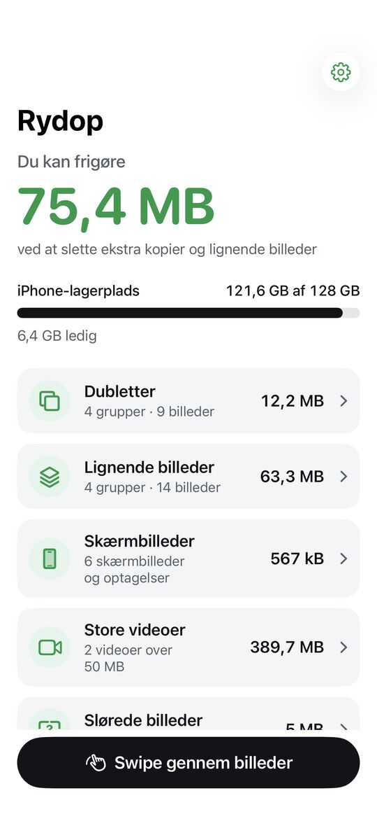 Oversigten viser, hvor meget du kan frigøre